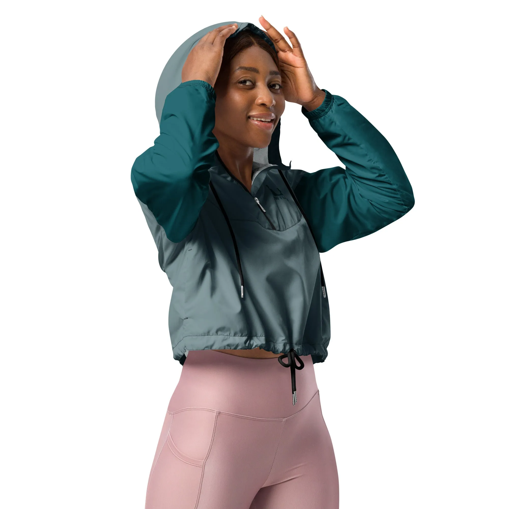 WOMEN'S WINDBREAKER, CROPPED – DUSTY BLUE