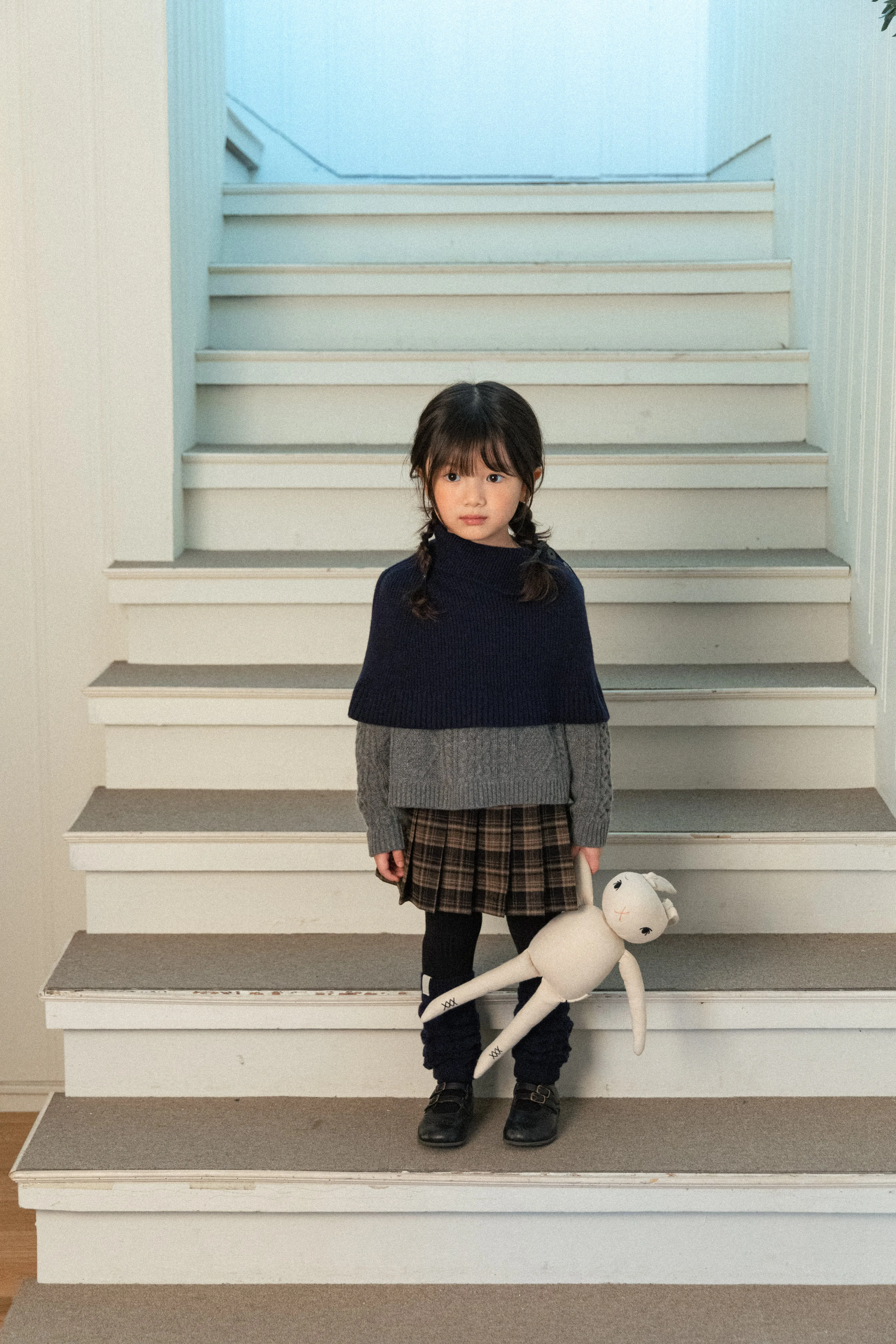 WONNY RIBBON X TINYAPPLE Knit Leg Warmer, Navy [US SHIP]