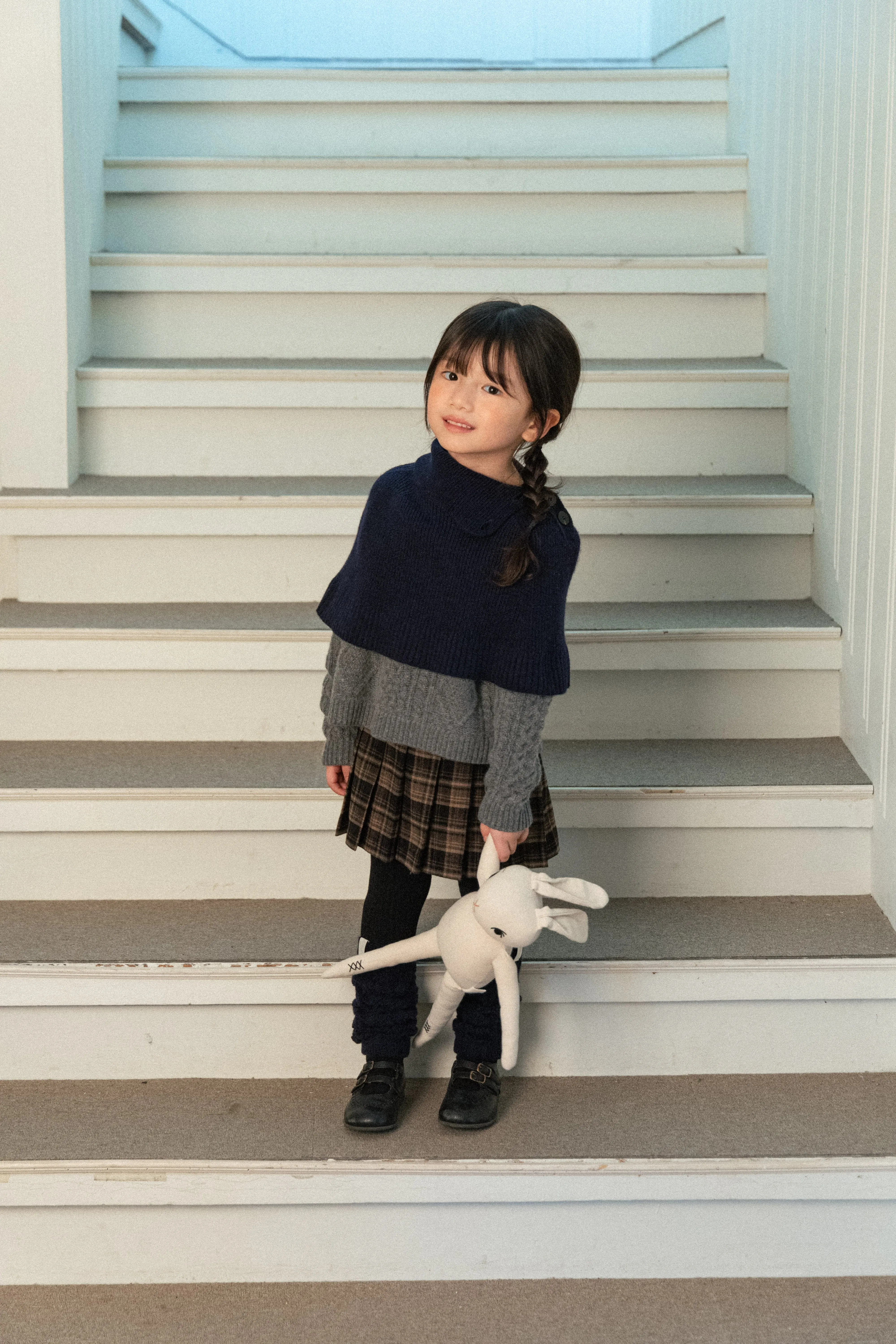WONNY RIBBON X TINYAPPLE Knit Leg Warmer, Navy [US SHIP]