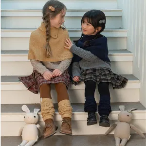 WONNY RIBBON X TINYAPPLE Knit Leg Warmer, Navy [US SHIP]