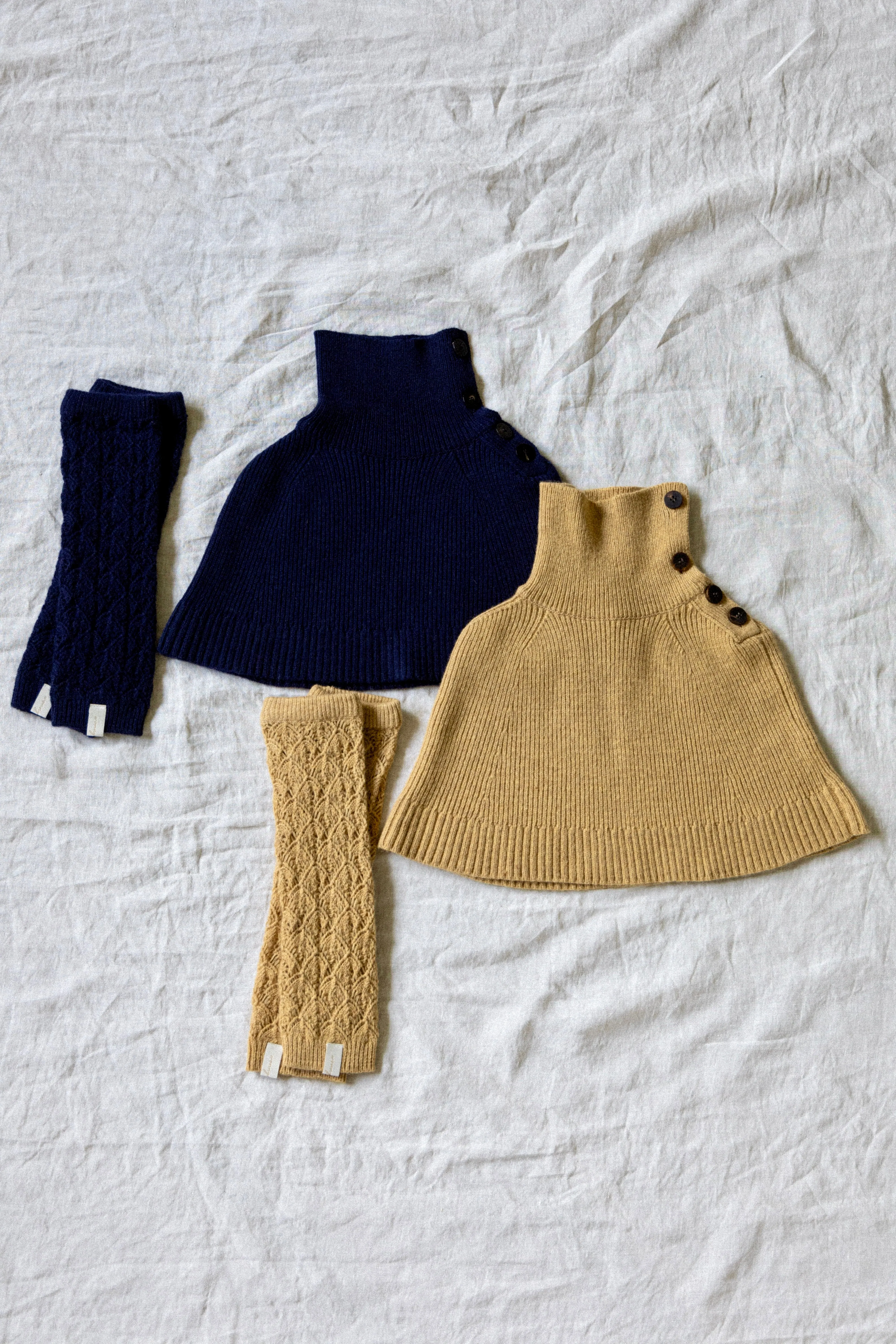 WONNY RIBBON X TINYAPPLE Knit Leg Warmer, Navy [US SHIP]