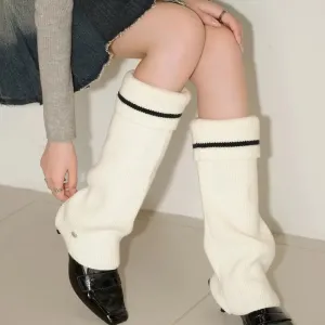 Wool Leg Warmers with Metal Buckle – Y2K Winter Calf Leggings & Foot Protector for Lolita, Japanese JK, and Harajuku Style