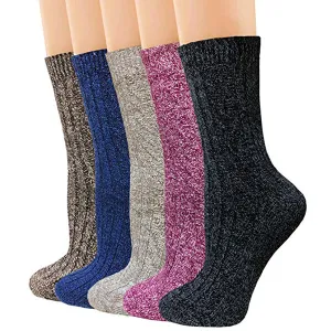 Wool Socks Women 5 Pack-Winter Soft Thick Warm Hiker Boot Crew Socks by Actinput