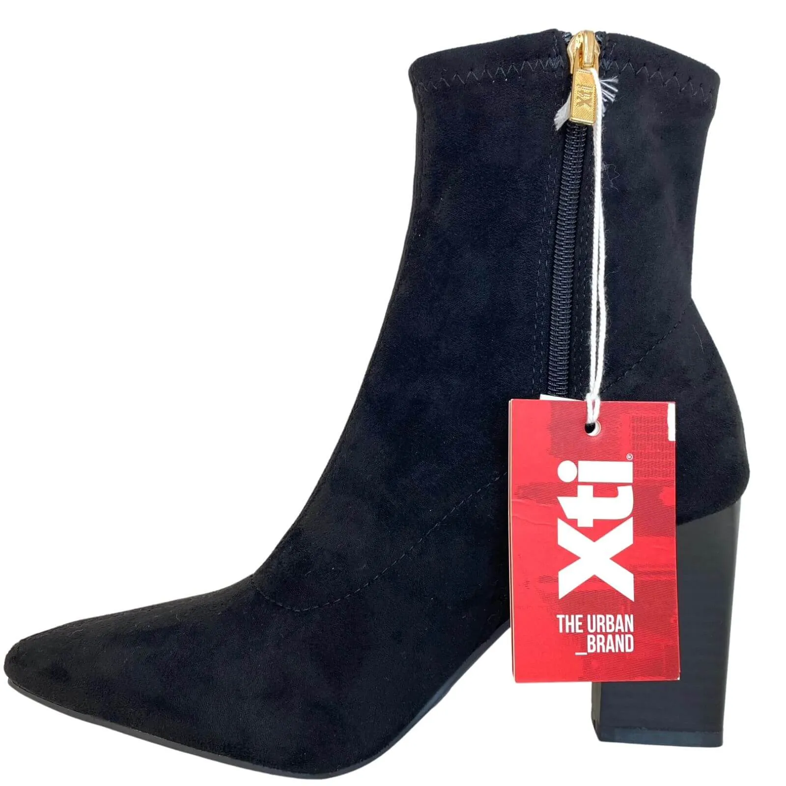 XTI Black Pointed Toe Sock Boots