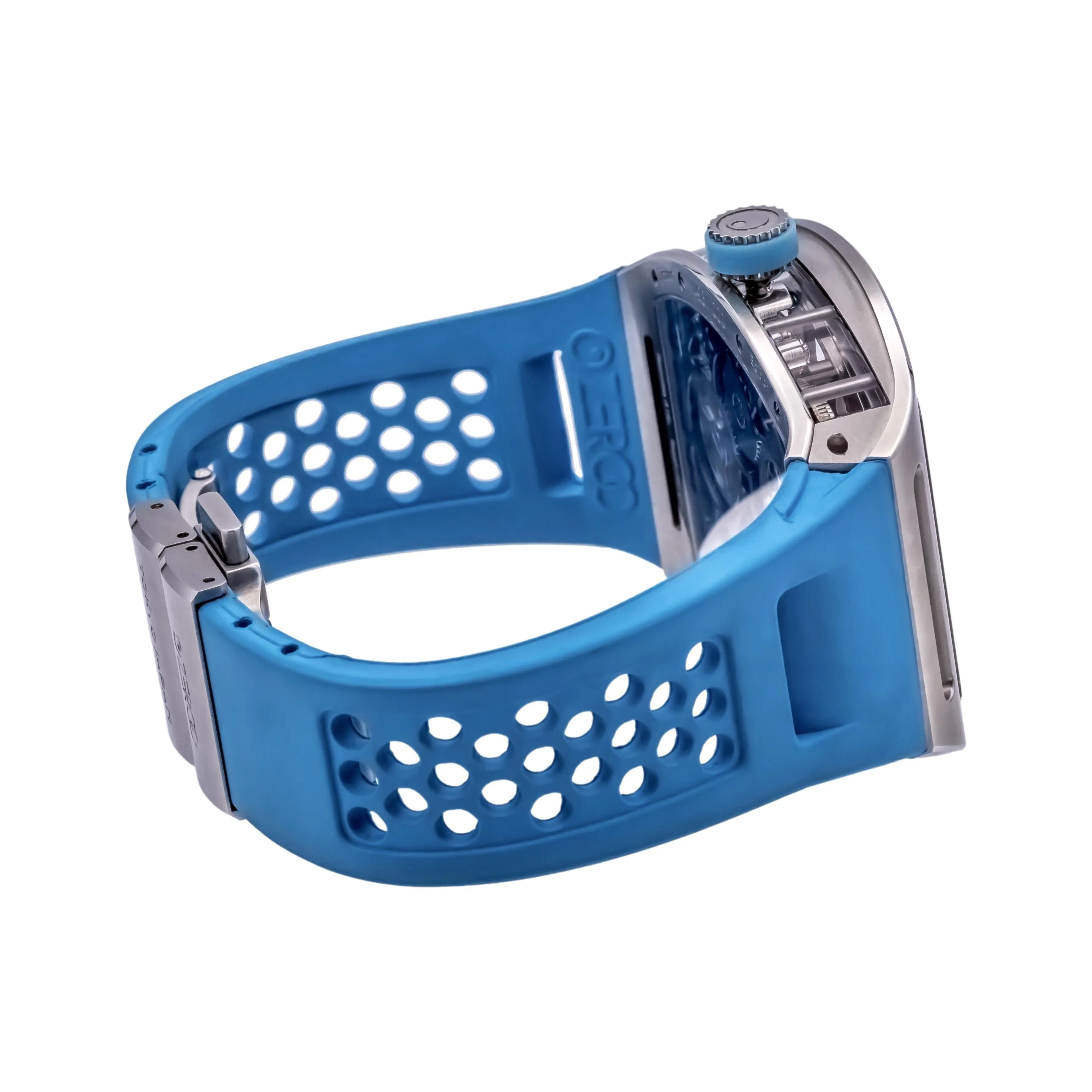 ZEROO T4 The Archer Blue Silver Steel Full Skeleton Tourbillon Watch NEW