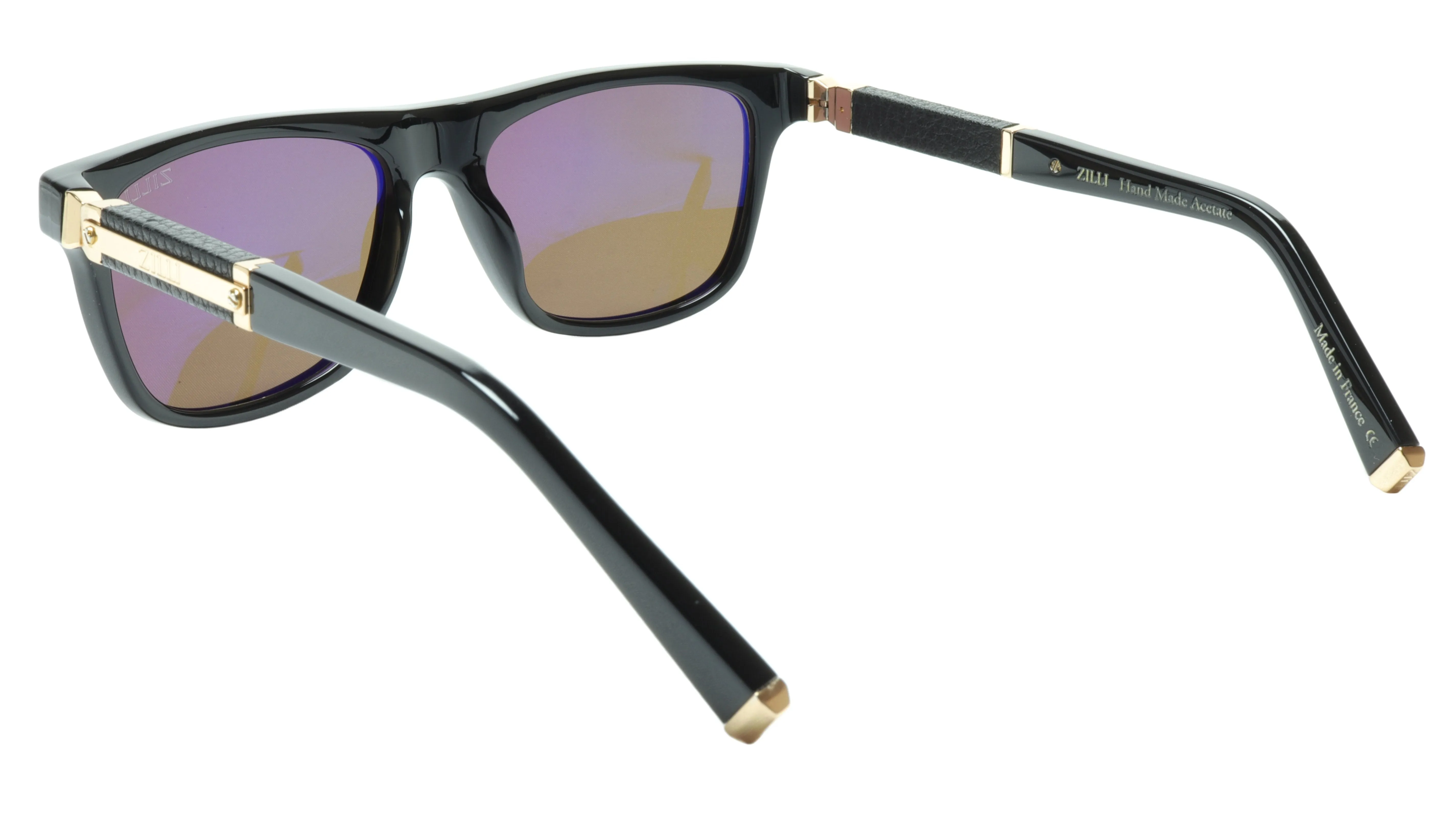ZILLI Sunglasses Made with Titanium and Acetate, Accented with Leather and Gold