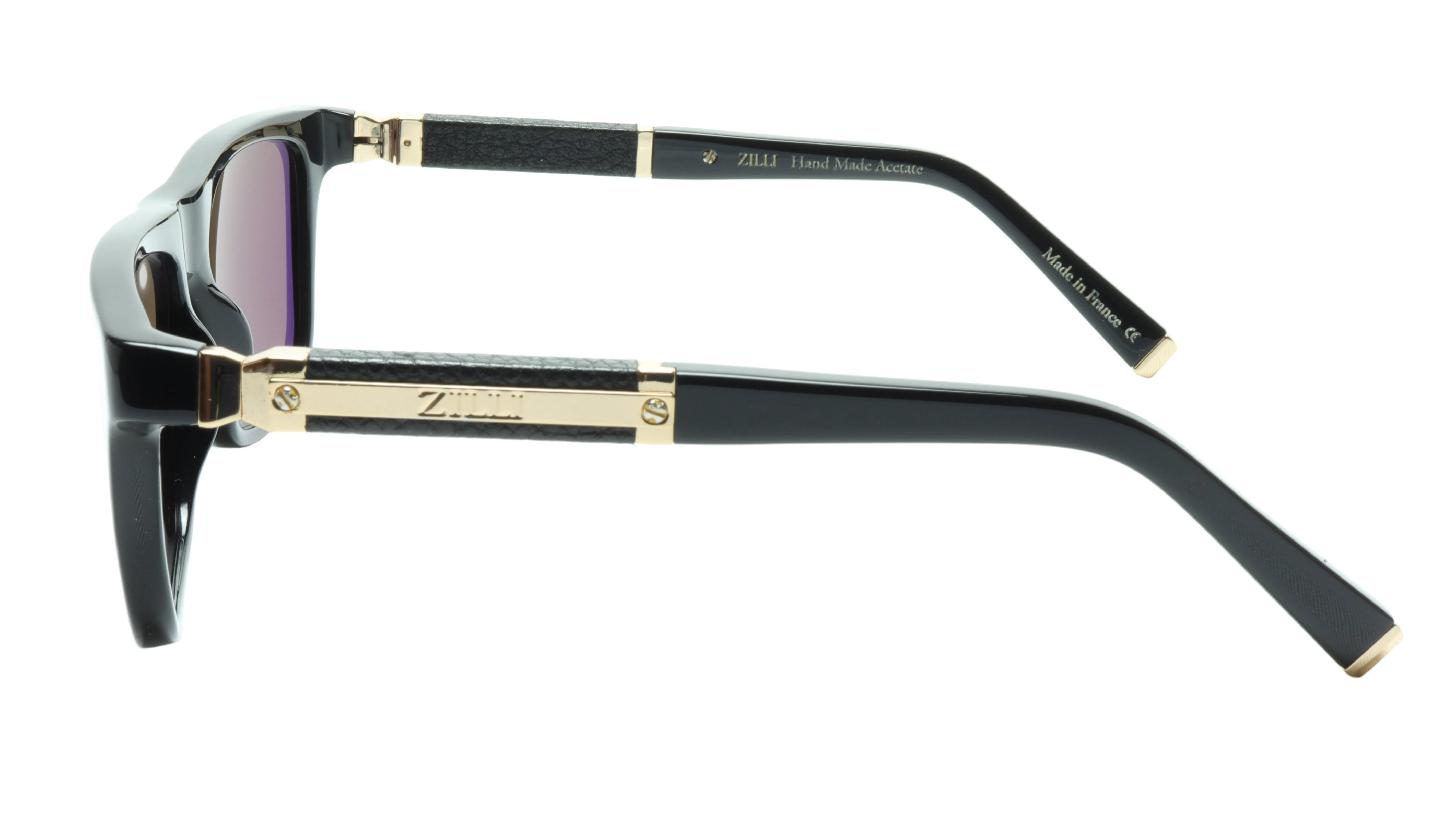 ZILLI Sunglasses Made with Titanium and Acetate, Accented with Leather and Gold