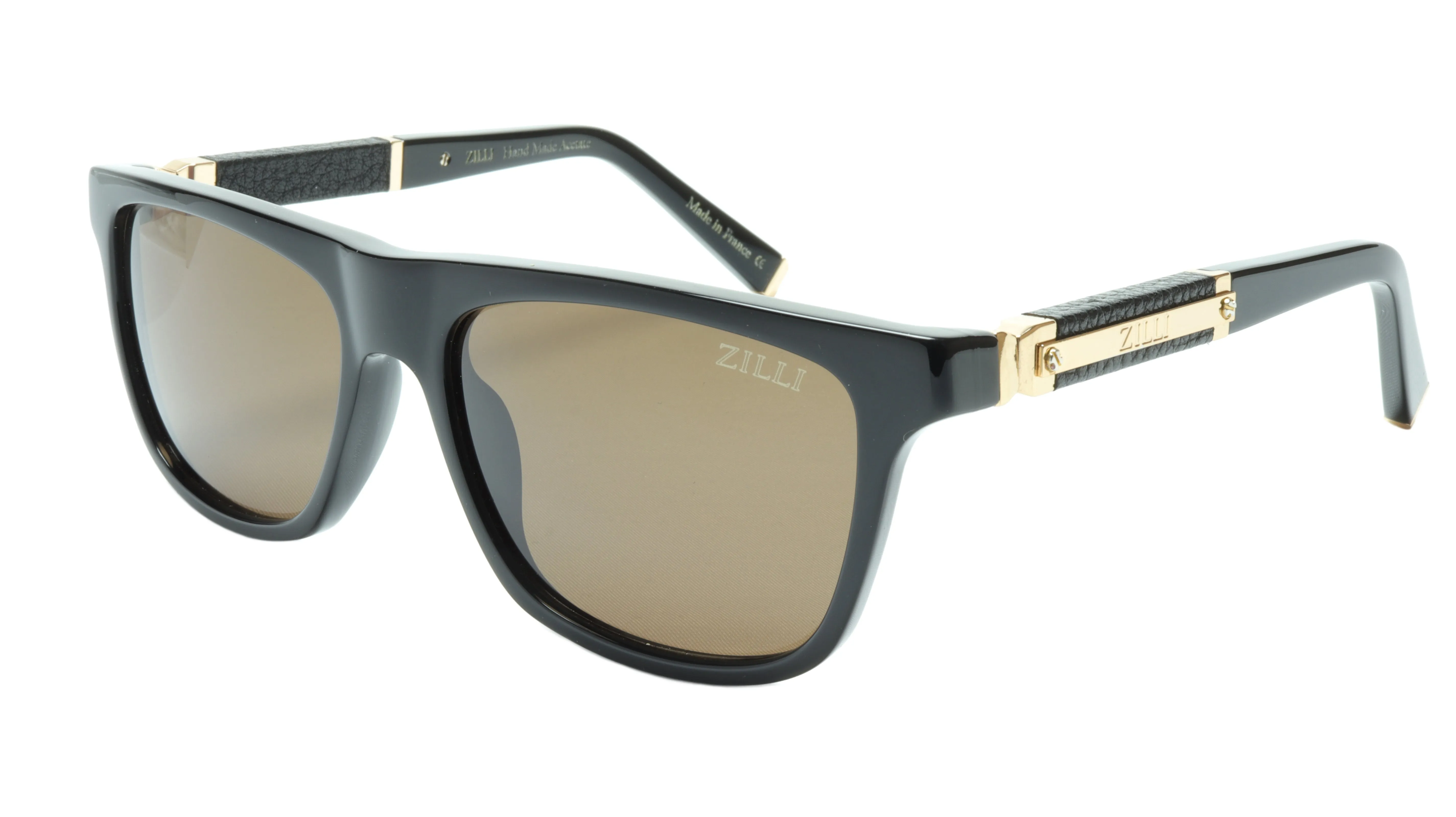 ZILLI Sunglasses Made with Titanium and Acetate, Accented with Leather and Gold