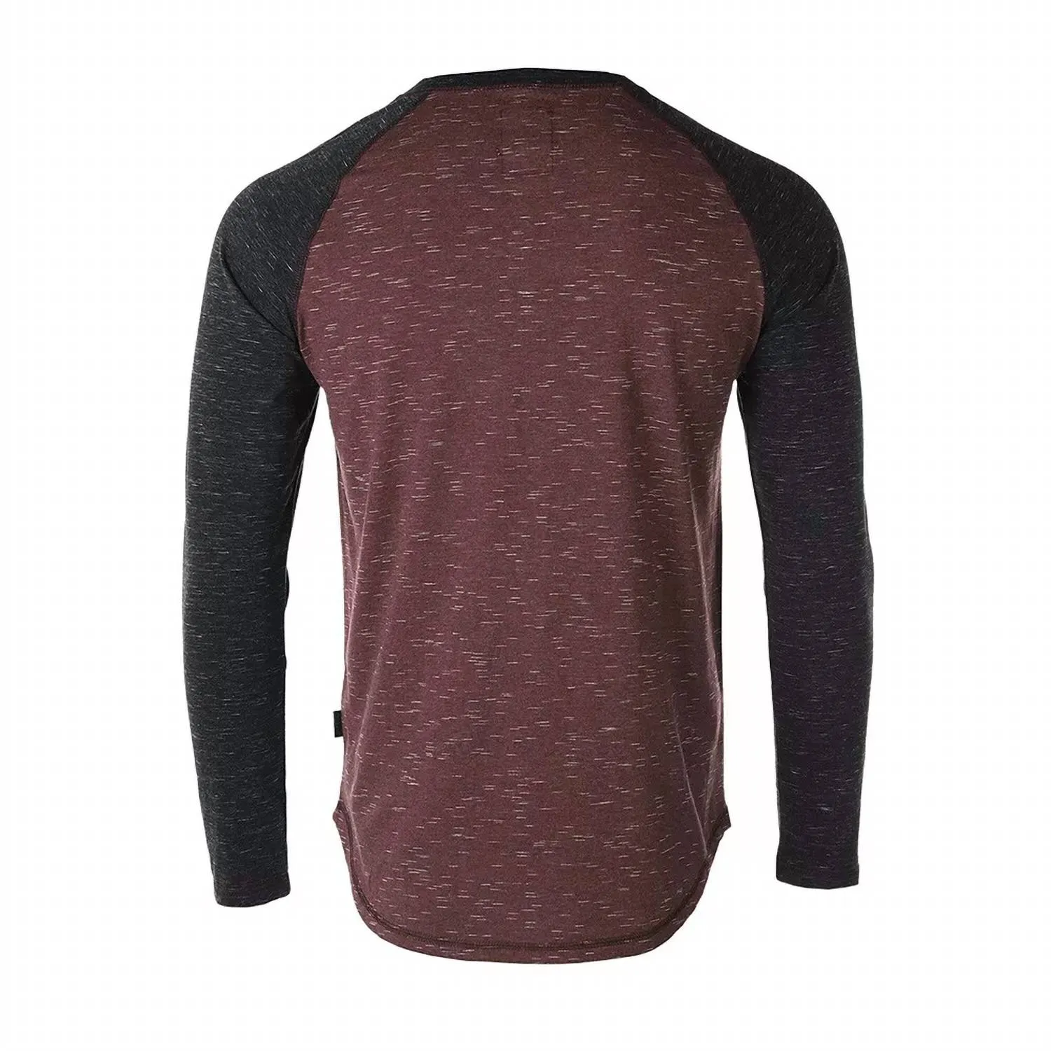Zimego - Men's Long Sleeve Arm Contrast Raglan Henley T-shirt